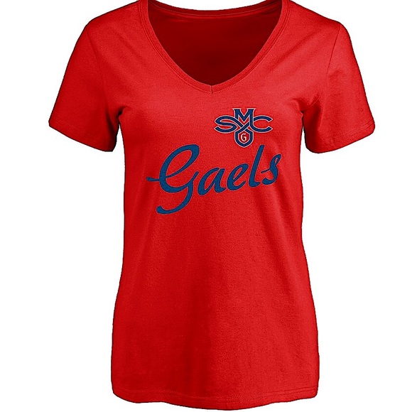Saint Mary's Gaels Women's Dora T-Shirt - Red V Neck - Picture 1 of 3